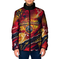 Spain Football Rule The Pitch Padded Jacket Urban Graffiti Soccer Player Flaming Ball