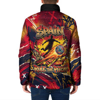 Spain Football Rule The Pitch Padded Jacket Urban Graffiti Soccer Player Flaming Ball