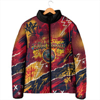 Spain Football Rule The Pitch Padded Jacket Urban Graffiti Soccer Player Flaming Ball