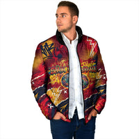 Spain Football Rule The Pitch Padded Jacket Urban Graffiti Soccer Player Flaming Ball