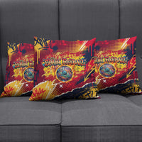 Spain Football Rule The Pitch Pillow Cover Urban Graffiti Soccer Player Flaming Ball