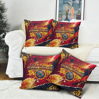 Spain Football Rule The Pitch Pillow Cover Urban Graffiti Soccer Player Flaming Ball