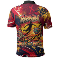 Spain Football Rule The Pitch Polo Shirt Urban Graffiti Soccer Player Flaming Ball