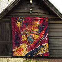 Spain Football Rule The Pitch Quilt Urban Graffiti Soccer Player Flaming Ball