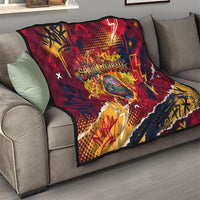 Spain Football Rule The Pitch Quilt Urban Graffiti Soccer Player Flaming Ball