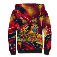 Spain Football Rule The Pitch Sherpa Hoodie Urban Graffiti Soccer Player Flaming Ball
