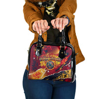 Spain Football Rule The Pitch Shoulder Handbag Urban Graffiti Soccer Player Flaming Ball