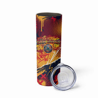 Spain Football Rule The Pitch Skinny Tumbler Urban Graffiti Soccer Player Flaming Ball