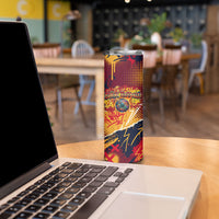 Spain Football Rule The Pitch Skinny Tumbler Urban Graffiti Soccer Player Flaming Ball