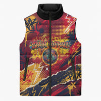 Spain Football Rule The Pitch Sleeveless Puffer Jacket Urban Graffiti Soccer Player Flaming Ball