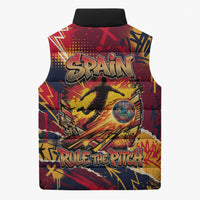Spain Football Rule The Pitch Sleeveless Puffer Jacket Urban Graffiti Soccer Player Flaming Ball