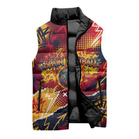 Spain Football Rule The Pitch Sleeveless Puffer Jacket Urban Graffiti Soccer Player Flaming Ball