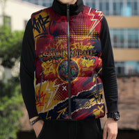 Spain Football Rule The Pitch Sleeveless Puffer Jacket Urban Graffiti Soccer Player Flaming Ball