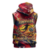 Spain Football Rule The Pitch Sleeveless Zip Hoodie Urban Graffiti Soccer Player Flaming Ball