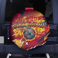 Spain Football Rule The Pitch Spare Tire Cover Urban Graffiti Soccer Player Flaming Ball