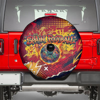 Spain Football Rule The Pitch Spare Tire Cover Urban Graffiti Soccer Player Flaming Ball