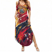 Spain Football Rule The Pitch Summer Maxi Dress Urban Graffiti Soccer Player Flaming Ball