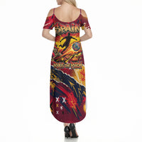 Spain Football Rule The Pitch Summer Maxi Dress Urban Graffiti Soccer Player Flaming Ball