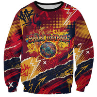 Spain Football Rule The Pitch Sweatshirt Urban Graffiti Soccer Player Flaming Ball