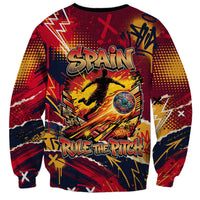 Spain Football Rule The Pitch Sweatshirt Urban Graffiti Soccer Player Flaming Ball