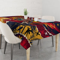 Spain Football Rule The Pitch Tablecloth Urban Graffiti Soccer Player Flaming Ball