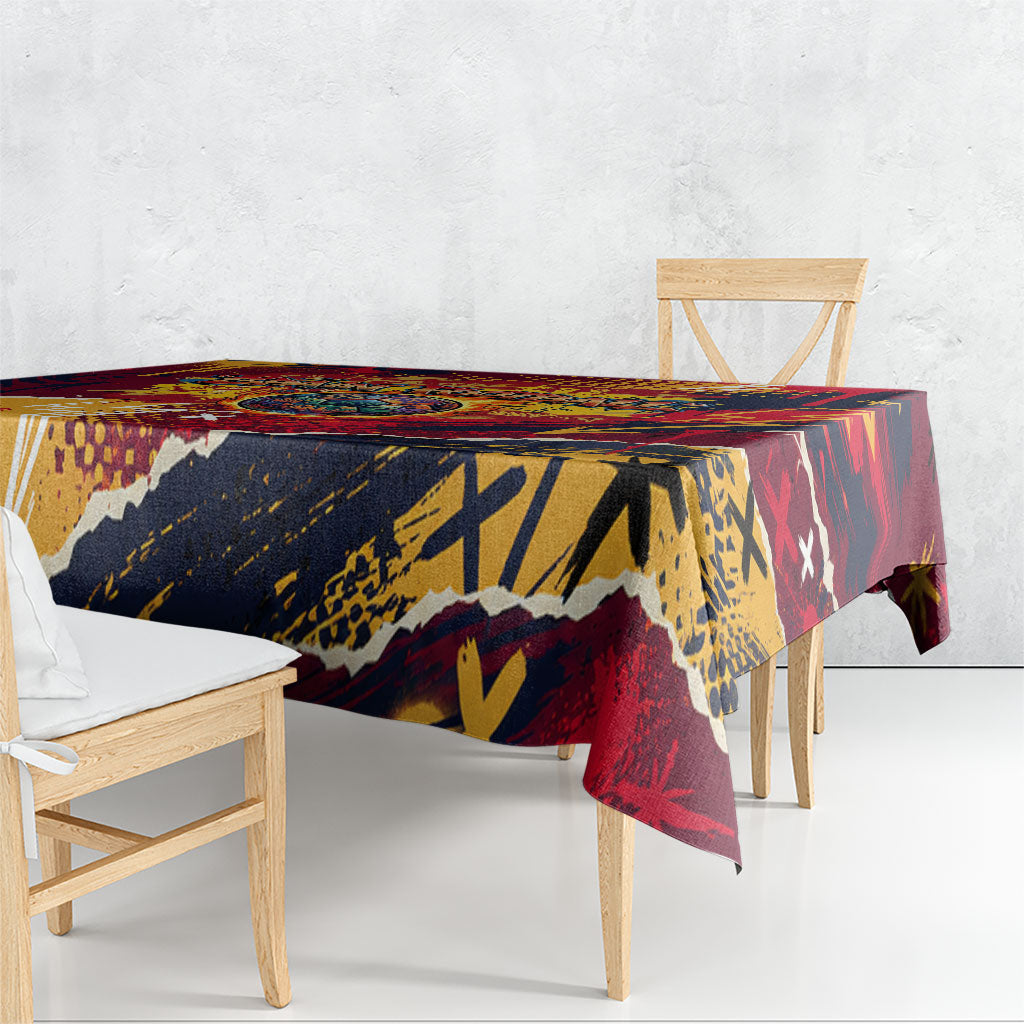 Spain Football Rule The Pitch Tablecloth Urban Graffiti Soccer Player Flaming Ball