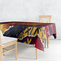 Spain Football Rule The Pitch Tablecloth Urban Graffiti Soccer Player Flaming Ball