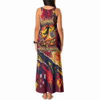 Spain Football Rule The Pitch Tank Maxi Dress Urban Graffiti Soccer Player Flaming Ball