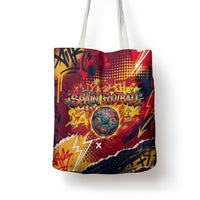 Spain Football Rule The Pitch Tote Bag Urban Graffiti Soccer Player Flaming Ball