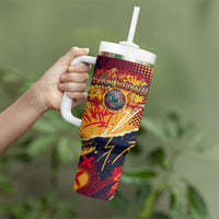 Spain Football Rule The Pitch Tumbler With Handle Urban Graffiti Soccer Player Flaming Ball