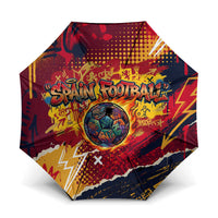 Spain Football Rule The Pitch Umbrella Urban Graffiti Soccer Player Flaming Ball
