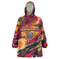 Spain Football Rule The Pitch Wearable Blanket Hoodie Urban Graffiti Soccer Player Flaming Ball
