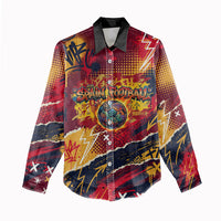 Spain Football Rule The Pitch Women Casual Shirt Urban Graffiti Soccer Player Flaming Ball