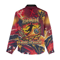 Spain Football Rule The Pitch Women Casual Shirt Urban Graffiti Soccer Player Flaming Ball