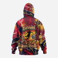 Spain Football Rule The Pitch Zip Hoodie Urban Graffiti Soccer Player Flaming Ball