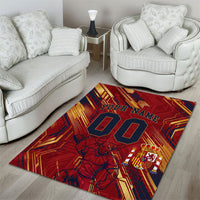 Personalized Spain Football Area Rug Spanish Shield Bull Mascot
