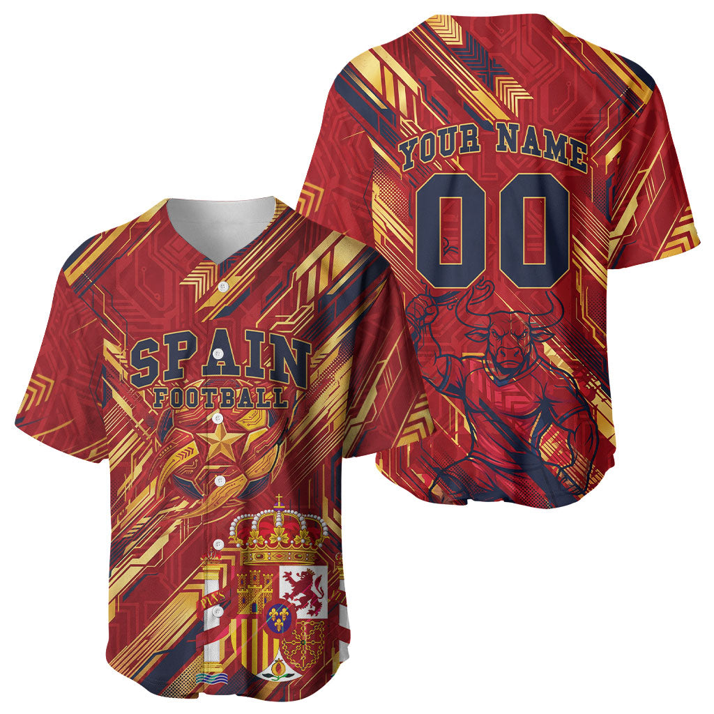 Personalized Spain Football Baseball Jersey Spanish Shield Bull Mascot