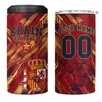 Personalized Spain Football 4 in 1 Can Cooler Tumbler Spanish Shield Bull Mascot