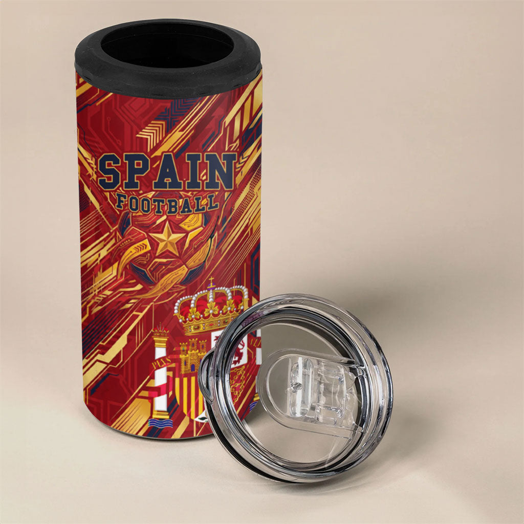 Personalized Spain Football 4 in 1 Can Cooler Tumbler Spanish Shield Bull Mascot