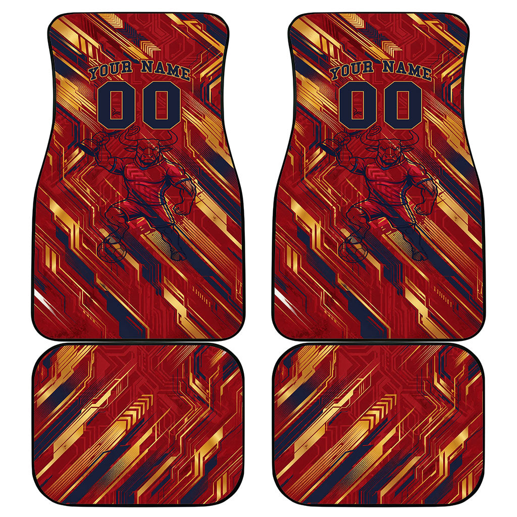 Personalized Spain Football Car Mats Spanish Shield Bull Mascot