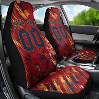 Personalized Spain Football Car Seat Cover Spanish Shield Bull Mascot