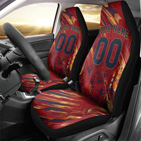 Personalized Spain Football Car Seat Cover Spanish Shield Bull Mascot