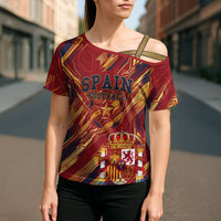 Personalized Spain Football Cross Shoulder Shirt Spanish Shield Bull Mascot