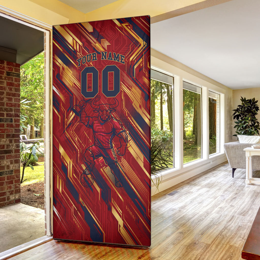Personalized Spain Football Door Cover Spanish Shield Bull Mascot