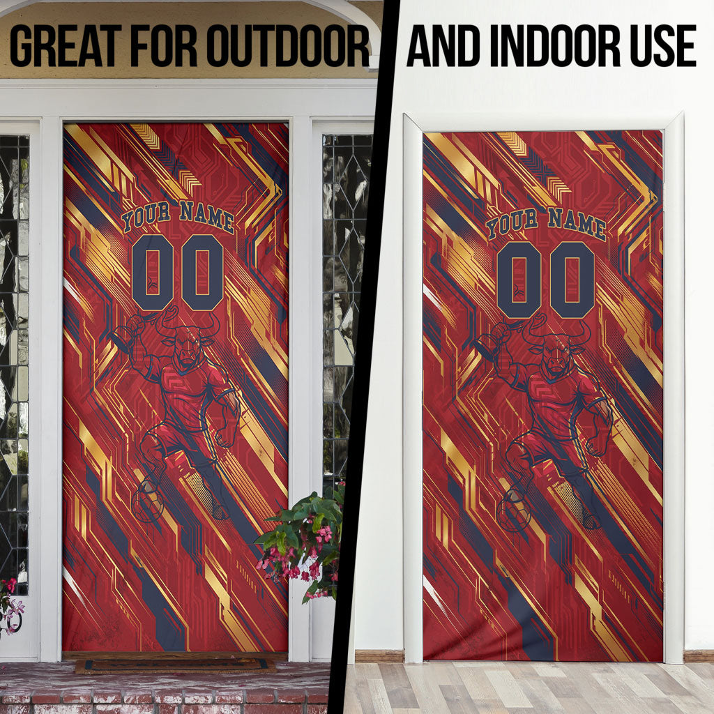 Personalized Spain Football Door Cover Spanish Shield Bull Mascot