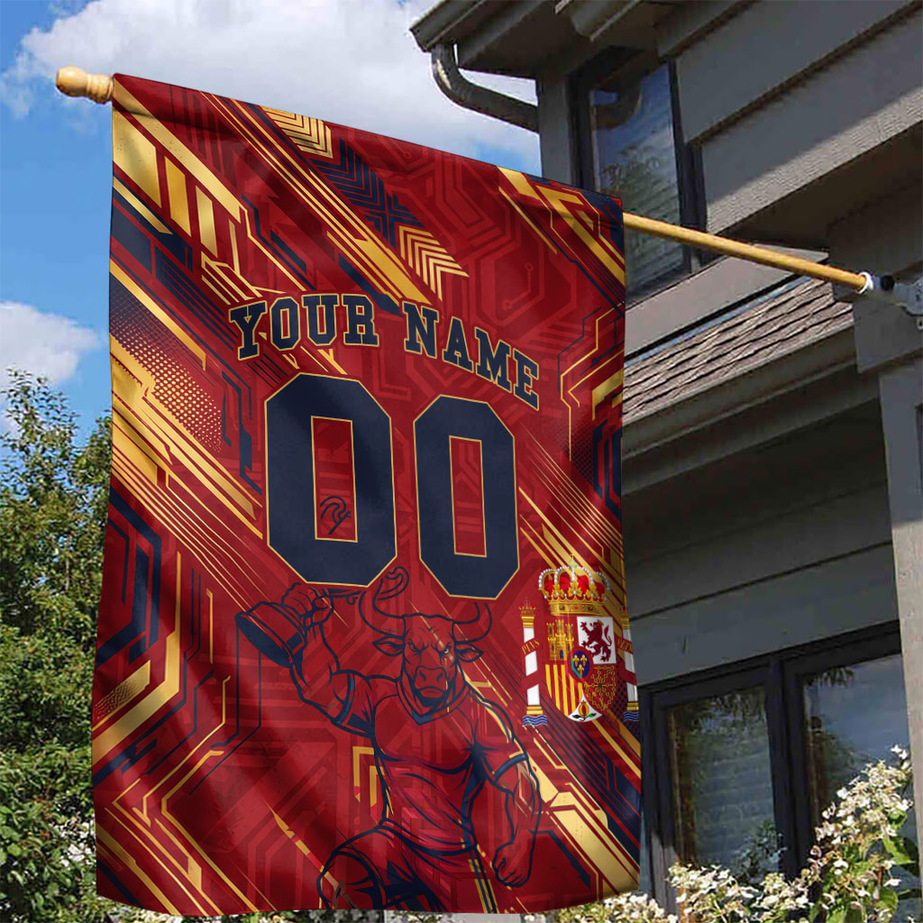 Personalized Spain Football Garden Flag Spanish Shield Bull Mascot