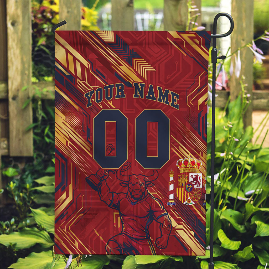 Personalized Spain Football Garden Flag Spanish Shield Bull Mascot