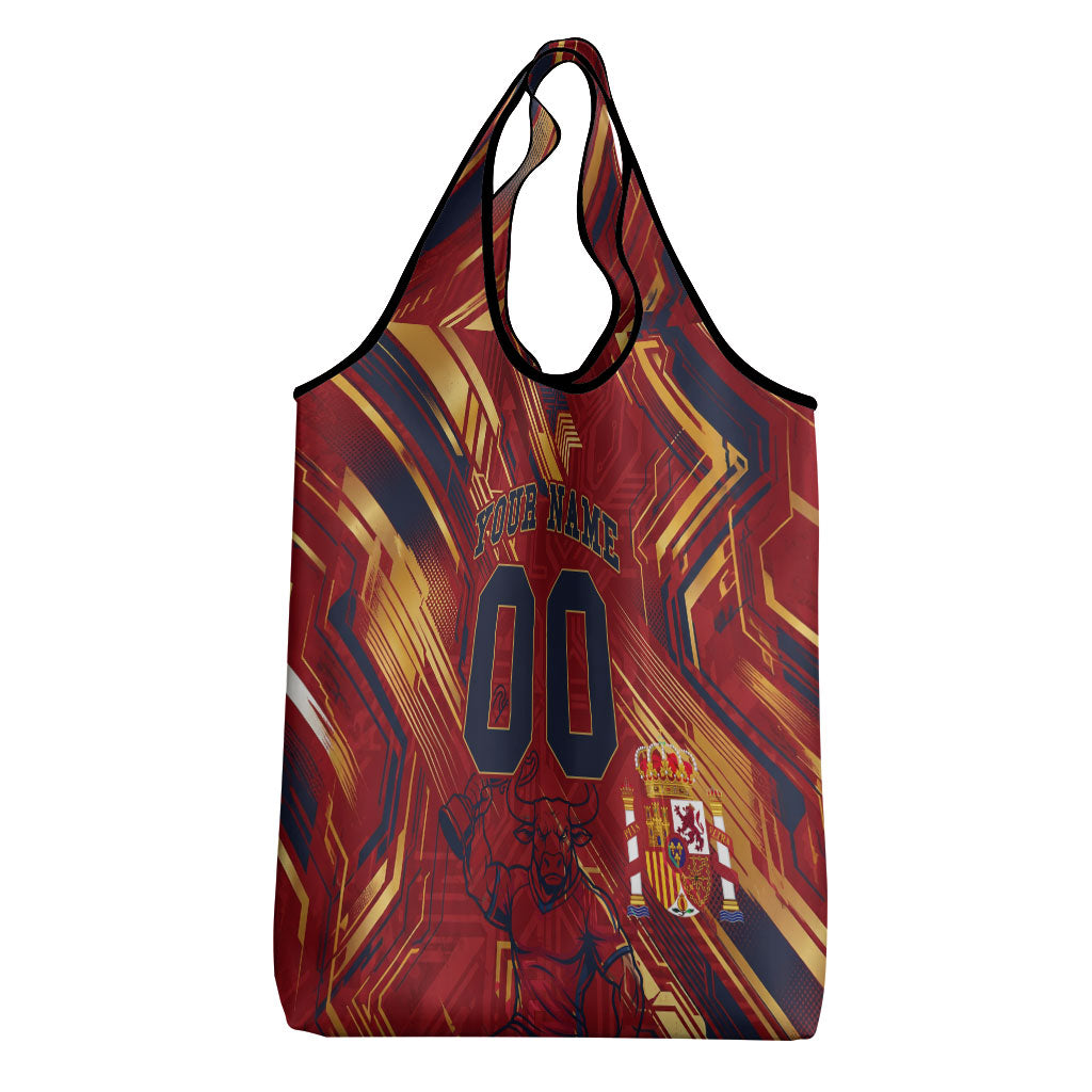 Personalized Spain Football Grocery Bag Spanish Shield Bull Mascot