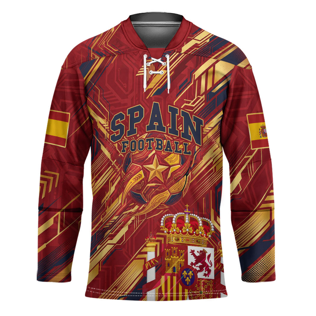 Personalized Spain Football Hockey Jersey Spanish Shield Bull Mascot