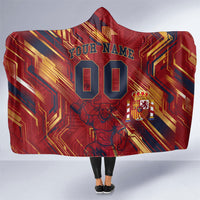 Personalized Spain Football Hooded Blanket Spanish Shield Bull Mascot